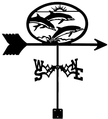Wetterfahne, Schwarzer Drache, Pfeil, Kuh Und Lamm, Orientierungsanzeige, Edelstahl, Wetterfahne, Messwerkzeug, Einfach Zu Montieren, Für Dekoration Im Freien, Handwerk, 35 X 50 cm (Dolphin)