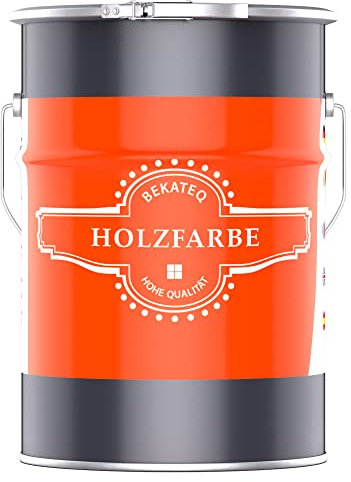 BEKATEQ Wetterschutzfarbe Rot 5l, Holzlack, Holzfarbe, Holzschutzfarbe Holzschutz vor Nässe, Verwitterung & UV-Strahlen - Holz Decklack lösemittelfrei, schnelltrocknend, hochdeckend LS-420
