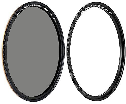 Kase Wolverine Revolution 82 mm magnetischer CPL ND64 6-Stop-ND Combo-Filter, stoßfest, gehärtetes optisches Glas, mit gelbem und silberfarbenem Ring und Adapter