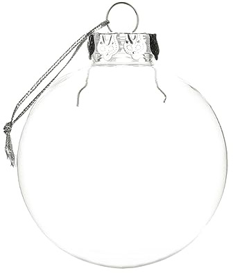 6 Pezzi Palline di Natale Trasparenti, 100mm/4 in Palline Ornamentali in Plastica Trasparente Riempibili Fai-da-Te con Una Corda D'Argento e Tappo di Metallo Rimovibile per Decorazioni(10*12 cm)