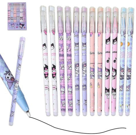 Zamety 12 Stück Radierbare Stifte Set, 0.5mm Feinstifte mit Radierer, Löschbare Gelstifte & Radierbarer Kugelschreiber für Bullet Journal, Planner & Kreatives, Nicht für Prüfungen