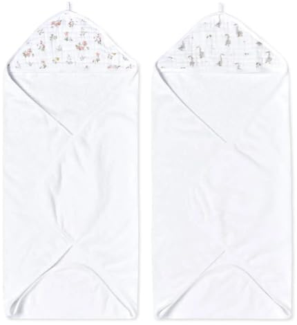 aden + anais Essentials Baby-Badetuch mit Kapuze, superweich, 100 % Baumwolle, 2 Stück, Dino Jungle