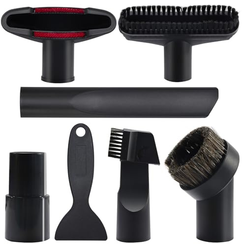 7 Pièces Accessoires pour Aspirateur Embouts, Meubles Brosse Aspirateur Accessoires avec Pelle de Nettoyage, pour Aspirateurs avec un Diamètre Intérieur de 32 mm à 35 mm, Black