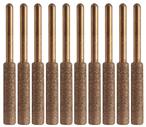 Qndanoan Electric Chainsaw Chain Sharpener Kit, 10Pc Titanium Plated Diamond Sharpening Wheels, High Hardness 3/16Inch Files