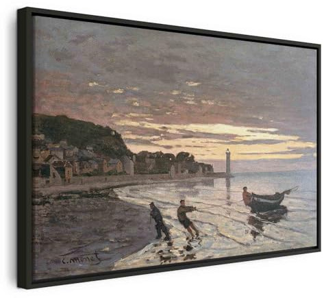 murando - Wandbilder XXL mit Rahmen Claude Monet 120x80 cm Wandbilder groß Leinwandbild XXL schwarzer Holzrahmen modern Wanddekoration Kunstdruck Wanddeko Wohnzimmer Schlafzimmer l-F-10002-b-a