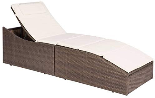 LAPOOH Sonnenliege mit PolsterAuflage, Liegestuhl, Gartenliege, Relaxliege, Balkonliege, Liegen, Sun Lounger, Freizeitliege, Sommer Liegen, Gartenmöbel, Poly Rattan Braun