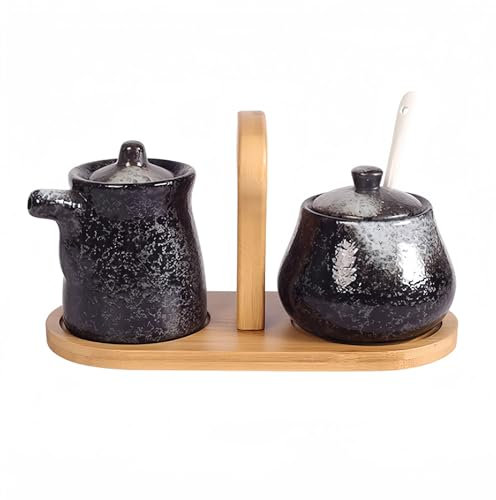 Dowbom Lot de 3 pots à crème et sucre japonais pour bar à café, crème et sucre, ensemble de service à café dégradé (I, lot de 3)