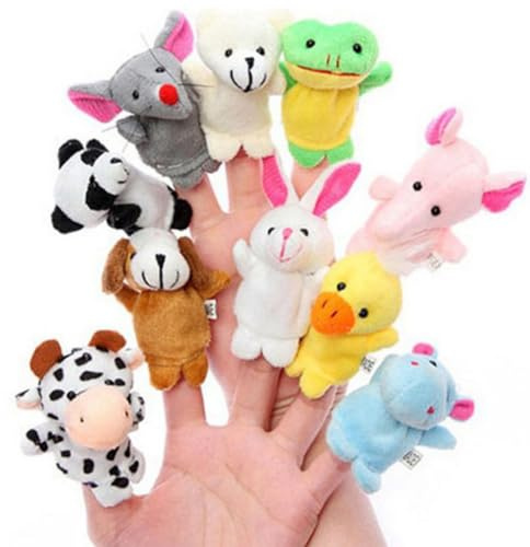 10Pcs Pupazzi delle Dita Animali Cane Coniglio Panda Pupazzetti Dita Set Giocattoli Animaletti Peluche Piccoli,Regalo Giocattoli Fantasia per Bambini