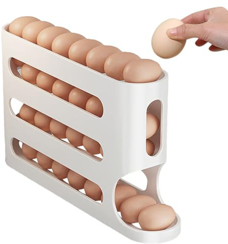 Kixolazr Egg Storage for Refrigerator - 4-Tier Large Capacity Tilted Refrigerator Egg Storage | Space-Saving Storage Boxes, Egg Organizer Tray for Kitchen Countertop, Refrigerator