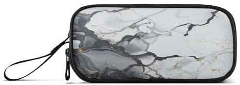 Kunstwerk Aus Weißem Schwarzem Marmor Federmäppchen Federtaschen Mäppchen Schlamperbox Tasche für Jungen Mädchen Schüler