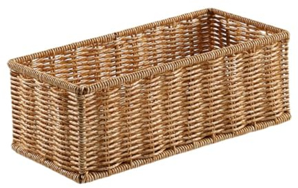 Kuntesetty Cesta de Mimbre de imitación, Bandeja Rectangular de tocador de baño de Mimbre Vintage para Dormitorio, salón, cocina, L