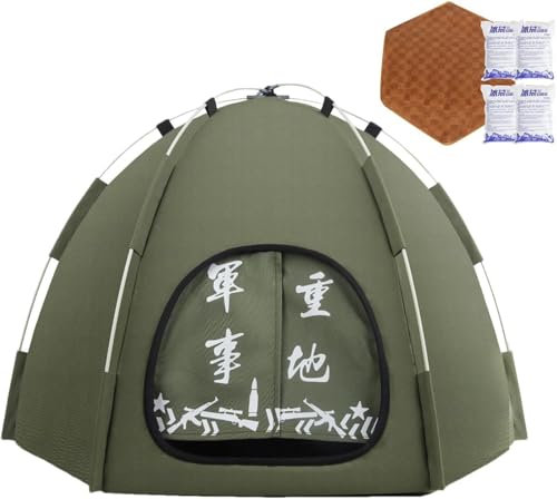 Atmungsaktives Haustierzelt - Haustier Kühlhaus - Atmungsaktives Tragbares Outdoor-Zelt Belüftet Leicht zu Reinigen Montage Hundezelt wasserdichte Kühlmatte für Sommer