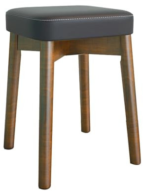 YDkjwjw Rückenfreier quadratischer Hocker, Barhocker, PU-Lederhocker mit Beinen aus massivem Holz, Moderne stapelbare, gepolsterte Kurzhocker, Stühle für Wohnzimmer, Esszimmer, Küche