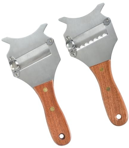 Rallador de trufas de acero inoxidable, rallador de trufas afilado, cortador de trufas ajustable con mango de madera, rallador de trufas para trufas, chocolate, queso, mantequilla (hoja ondulada +