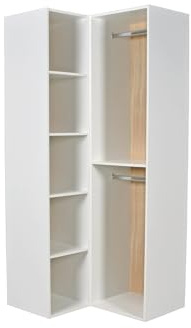 Vente-unique - di armadi angolari â€“ combinabile a piacere â€“ 84,5 cm â€“ Bianco e legno â€“ TAMOKA