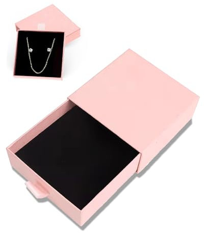 KGDUYC 1 pièce boîte cadeau à bijoux 9x9x1.7cm coffrets cadeaux présentoir à bijoux en papier petite boîte cadeau pour collier boucles d'oreilles bague rangement de bijoux - rose
