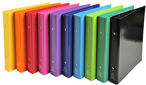 Exacompta - Rif. 529E - Cartone da 10 raccoglitori rigidi Iderama, 2 anelli rotondi 25 mm, dorso 34 mm, dimensioni esterne: 23 x 21,5 cm, formato scolaro 22 x 17 cm, 10 colori assortiti