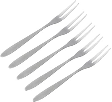 GRIRIW 5 pièces Fourchettes à Fruits Acier Inoxydable Ustensiles Élégants pour Gâteaux Desserts Salades et Apéritifs Compatibles Lave Vaisselle pour Maison Restaurant et Bar
