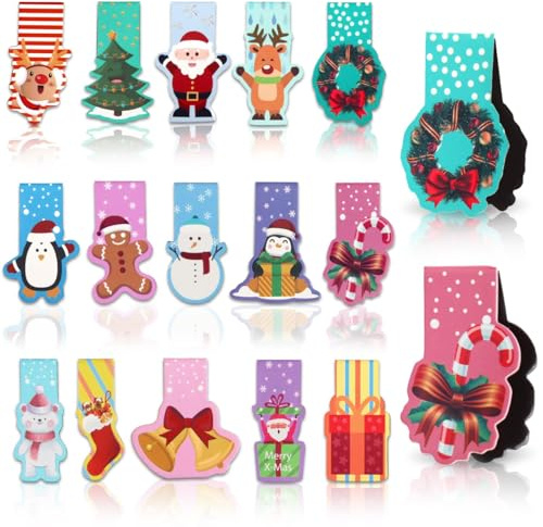 30 Stück Lesezeichen Weihnachten, Lesezeichen Kinder, Magnetische Lese-zeichen Kinder Bunt, Einschulungsgeschenke Mädchen Junge, Mitgebsel weihnachten, Kleine Geschenke für Schüler Lehrer(A)