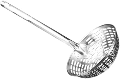 ROMISBABA Louche Écumoire Inox Brûlure avec Manche Ergonomique Passoire de Cuisine Multifonction pour Filtrer Fruits Légumes et Pâtes Ustensile de Cuisson Pratique et