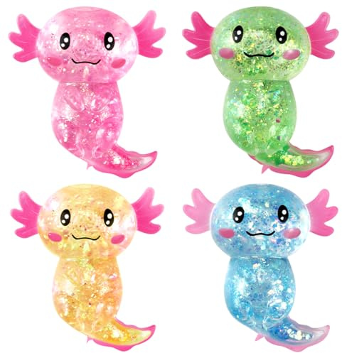 Axolotl Lot de 4 Jouets Anti-Stress à Presser
