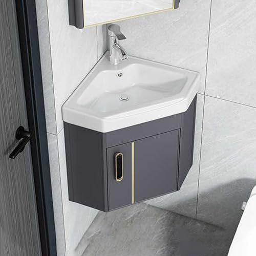 IYUESQ Mobiletto angolare per Bagno Piccolo con lavandino, Piccolo lavandino di Servizio a Parete con mobiletto in Metallo, Combinazione lavello per Lavanderia per Cucina, Patio, Material