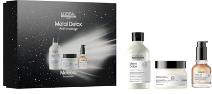 L'OREAL PROFESSIONNEL - Coffret Cadeau - Cheveux Abîmés & Cassants - Metal Detox - -97% de Casse - Cheveux 10x Plus Hydratés - Édition Limitée - Shampoing (300ml) + Masque (250ml) + Huile (50ml)