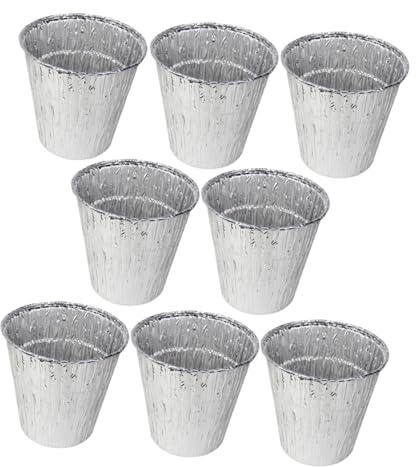 SHINEOFI Doublures Aluminium Seau à Graisse pour Barbecue Usage Extérieur, Lot 8 Pièces Petite Taille, Revêtement Résistant Haute Température, Accessoires Jetables pour Gril Cuisine en Plein Air