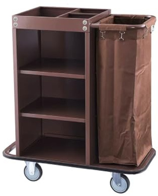 Carrello Multiuso per Pulizia, Carrello Compatto per Servizio, Carrello per Pulizie Hotel con Borse in Tela Rimovibili e Ruote con Blocco per Pulizia di Hotel e Appartamenti,A Style