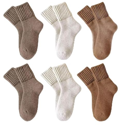 Fleymu 6 Paires de Chaussettes Chaudes Femme - Chaussettes Thermiques Hiver Taille 35-42 - Confort Épais et Doux pour Intérieur & Extérieur, pour Bottes Femme Amples