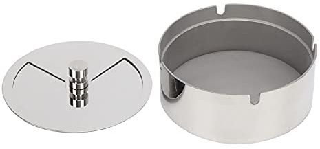 Cendrier en acier avec couvercle, cendrier résistant au vent et à la pluie pour Patio, jardin, Table de maison, utilisable pour e