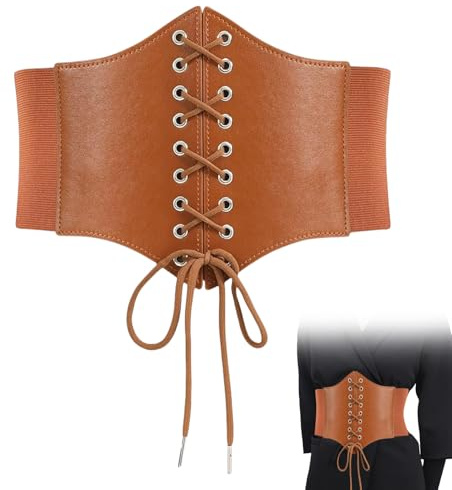 BinXiaoQin Corset sous la poitrine pour femme, corset d'Halloween, ceinture marron, vêtements vikings pour femme, corset pour femme, accessoires de costume de pirate, ceinture médiévale, corsage