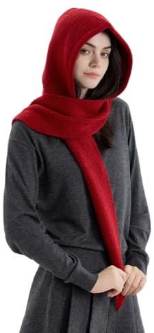Gestrickter Kapuzenschal für Damen und Herren, Winter-Sturmhaube, Winter, warm, mit Kapuze, Mütze, Schal, Schal, Kapuze, Strickmütze, Mütze