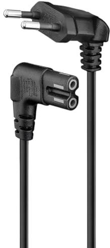 2 M Ersatz Samsung TV Netzkabel für Samsung Fernseher 24, 32, 40, 43, 48, 49, 50, 55, 60, 65, 75, UN40,UN43, UN48, 90 Grad Winkelkabel, 18 AWG, 2 polig auf L förmiges C7-Netzkabel Ladekabel