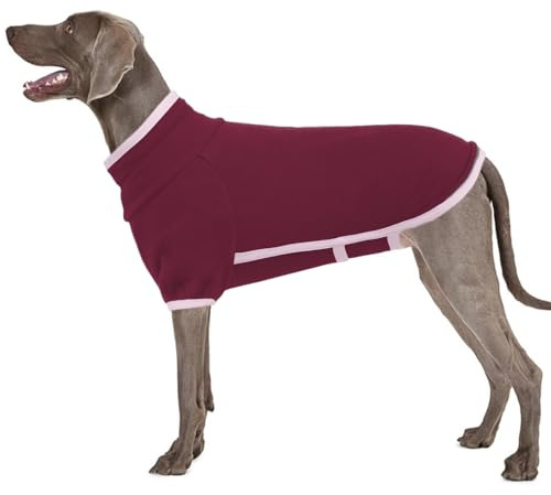 Hunde Fleece Pullover, Dehnbar Fleecemantel mit Bauchschutz Hundeweste Kragen Winter Hund Fleece Perfekt für Kühle Spaziergänge und Kalte Morgenstunden(Rot, XL)