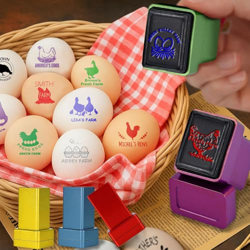 Personalisierte Eierstempe, Selbsttintenender Personalisierbarer Eier Stempel für Hühner Frische Ei, Einzigartige Designs für Individuelle Markierungen auf Dem Hof, Geschenk für Hühnerhalter