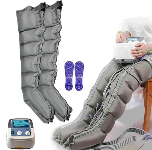 Joyfitness Apparecchio Pressoterapia, 6 Camere d'Aria Macchinario Pressoterapia Gambe per Casa, Massaggio Linfodrenante, Massaggiatore Elettrico per Piedi per Casa, Pressione Temporale Regolabile