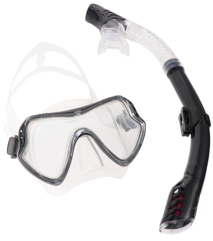 GALPADA Masque de Plongée Snorkeling Intégral Silicone Transparent Noir Kit Complet avec Tuba Anti-Fuite et Anti-buée pour Hommes et Femmes Plongée sous Natation