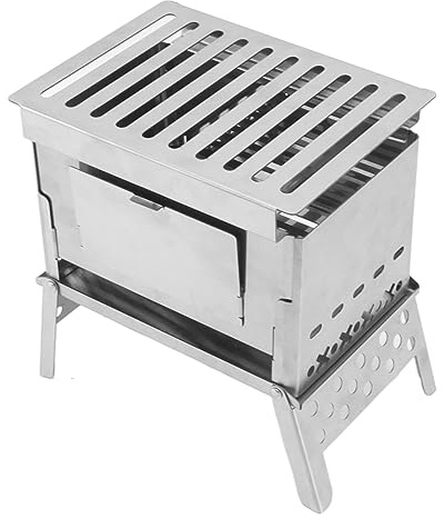 BONKZEBU Cuisinière de Barbecue Amovible en Acier Inoxydable, Barbecue Pliable Facile à Utiliser pour le Camping, Gril Portable Léger pour la Plage et le Pique-nique