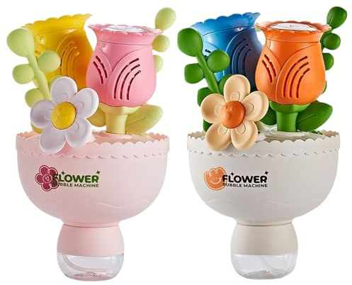 Machine Barnleksaker - Blombukettskum | Ljusblåsningsleksak 13,5x13,5x23cm, batteridriven automatisk blåsmaskin, kul för barngårdsaktiviteter, bubbelmaskin, färgglad ljusbubblamaskin
