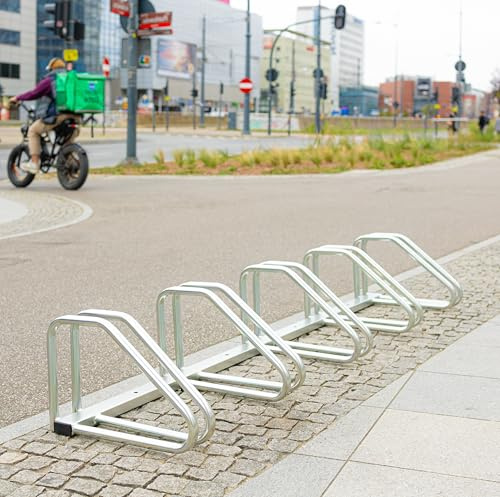 REKORD Fahrradständer SPARTAN PRO für 5 Fahrräder aus Galvanisch Verzinktem Stahl wetterfest Fahrradparker für Außenbereich öffentliche Bereiche Gewerbe Stadtmöblierung