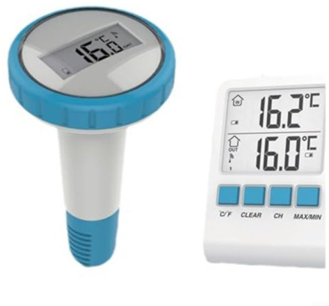 RichVibe Funk Outdoor Pool Thermometer mit HD Digitalanzeige, Fernüberwachung Schwimmbäder, Wetterfester Sensor -20 bis 60, Weiß
