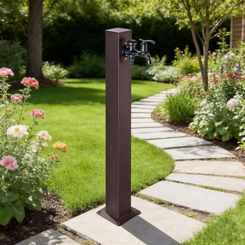 Columna De Agua De Jardín Acero, Grifo Anticongelante Para Exteriores, Columna Cuadrada Exterior Columna, Resistente A Los Rayos UV Y A Las Heladas(80cm/31.5in)