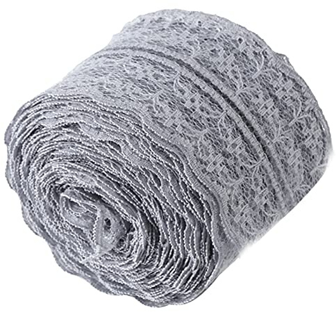 Akozon Spitzenband Roll10 m/Rolle 4,5 CM Breite Spitze Band DIY Dekorative Spitze für Hochzeit Geburtstag Weihnachten(grau)