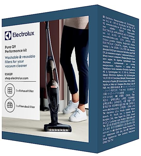 Electrolux ESKQ9 filterset (1 hygienfilter, 1 förmotorfilter, optimal filtrering, ren luft, förbättrad sugkraft, tvättbar, lämplig för Q9, svart/blå)