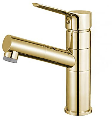 schwarz, waschtischarmatur warmen und kalten, wasserhahn ausziehbar, wasserhahn bad, herausziehbarer brause, ausziehbar, waschtischarmatur, Sprayer- gold_