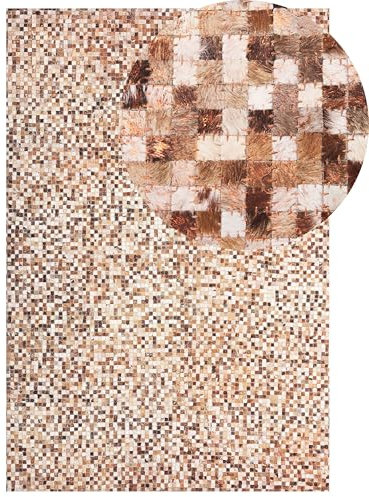 Beliani Teppich Leder braun/beige Mosaik 140 x 200 cm Torul