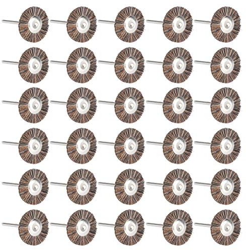 Set di spazzole metalliche da 30 pezzi, ruote lucidanti per spazzole in filo di acciaio in ottone Kit completo per utensili rotanti (Crine di cavallo)