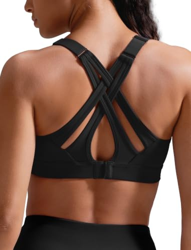 Yvette Sport BH Starker Halt Verstellbar Träger,Schwarz,4XL Große Größen