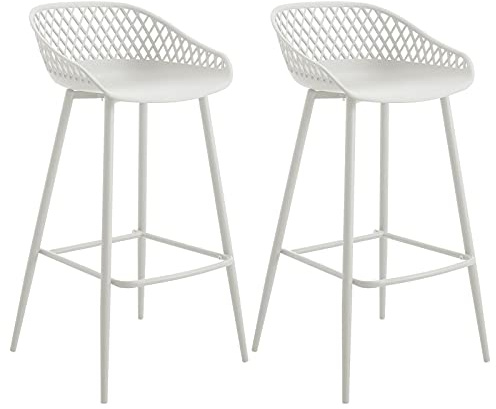 IDIMEX Barhocker IREK im Retro-Design, bequemer Tresenhocker im 2er Pack, praktischer Bistrostuhl aus Kunststoff weiß